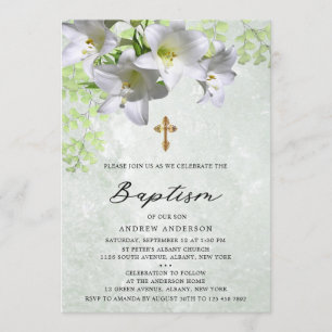 Elegant Blommigt Vintage Baptism Inbjudningar