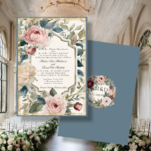 Elegant Blommigt Vintage Fransk  Blue Classic Bröl