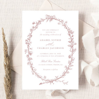 Elegant Blommigt Vintage Mauve Bröllop Inbjudningar