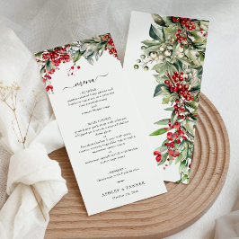 Elegant Blommigt Vinterjul Bröllop Meny