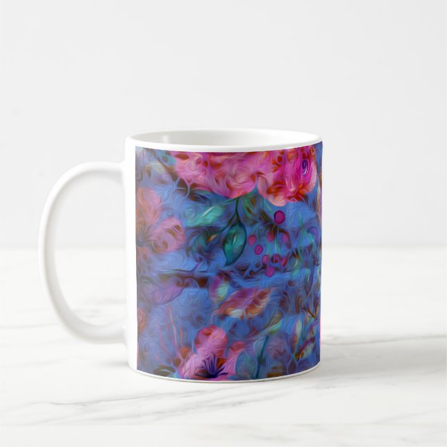 Elegant Blommigt Violet Ro Mönster Kaffemugg (Vänster)