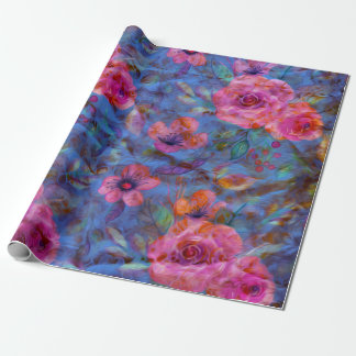 Elegant Blommigt Violet Ro Mönster Wrapping Papper Presentpapper
