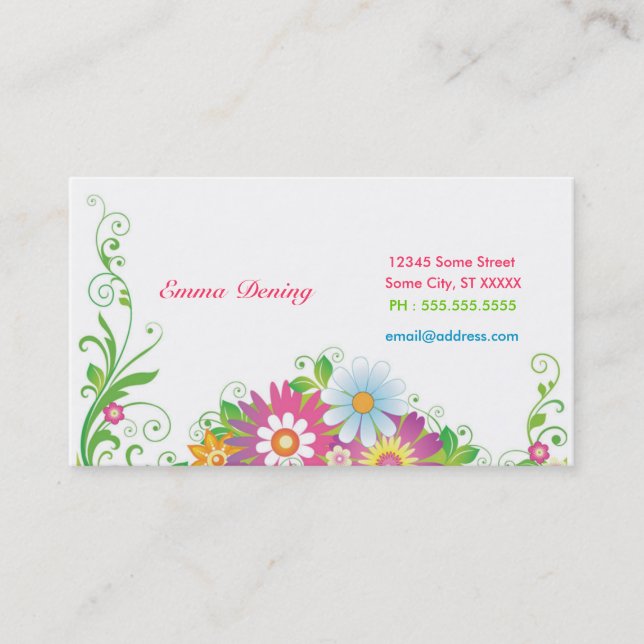 Elegant blommigt visitkort (Framsida)