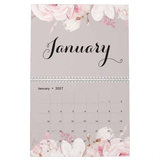 Elegant Blommigt Wall Calendar 2024 Kalender (Jan 2027)
