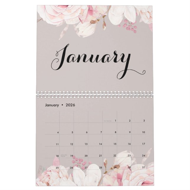 Elegant Blommigt Wall Calendar 2024 Kalender (Jan 2026)