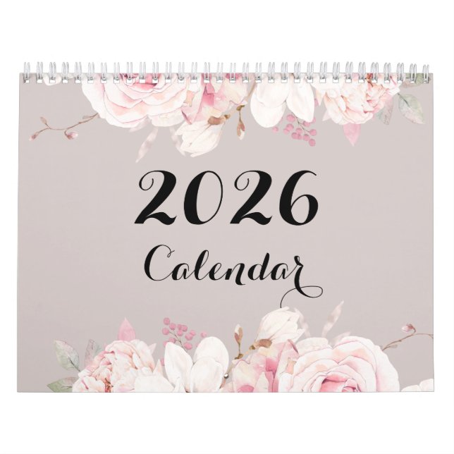 Elegant Blommigt Wall Calendar 2026 Kalender (Omslag)