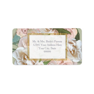 Elegant Blommigt WAN Guld Glitter Return Add Add R Adressetikett