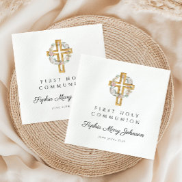Elegant Blommigt Wandeand Kor Girl First Communion Pappersservett