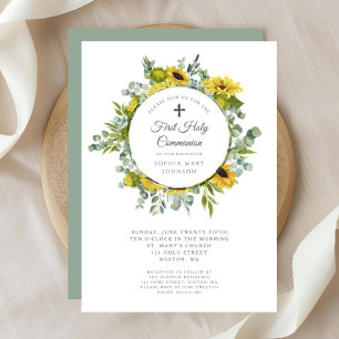 Elegant Blommigt WandeGirl First Communion Inbjudningar
