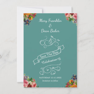 Elegant Blommigt Watercolor Garden Wedding Wedding Spara Datumet
