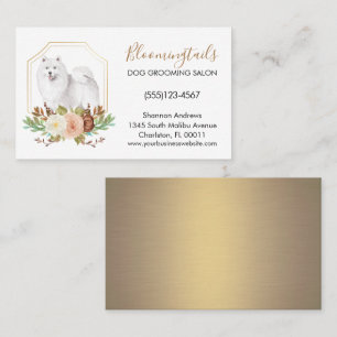 Elegant Blommigt Watercolor Hund Grooming Service Visitkort