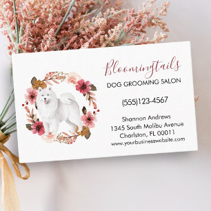 Elegant Blommigt Watercolor Hund Grooming Service Visitkort