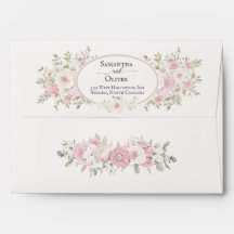 Elegant Blommigt Watercolor Ro & Peonies Bröllop