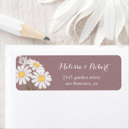 Elegant Blommigt White Daisys Bouquet Bröllop Returadress Etikett
