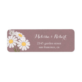 Elegant Blommigt White Daisys Bouquet Bröllop Returadress Etikett