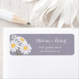 Elegant Blommigt White Daisys Bouquet Bröllop Returadress Etikett