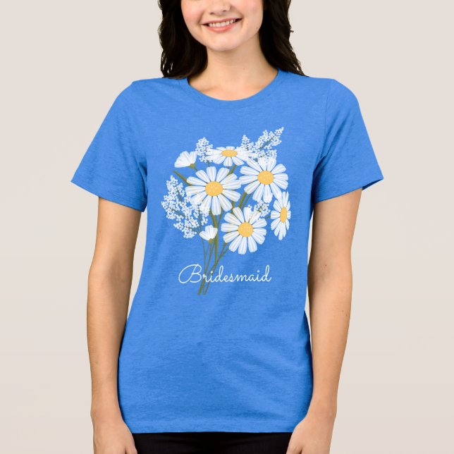Elegant Blommigt White Daisys Bridesmaid Bröllop T Shirt (Framsida)
