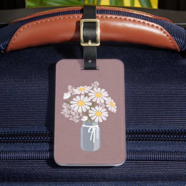 Elegant Blommigt White Daisys Mason Burk Bagagebricka (Framsida Insitu 2)