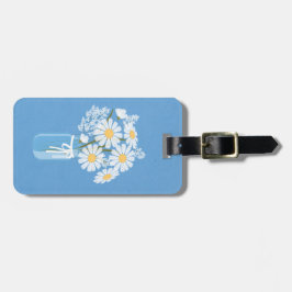 Elegant Blommigt White Daisys Mason Burk Blue Bagagebricka