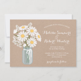 Elegant Blommigt White Daisys Mason Burk Bröllop Inbjudningar