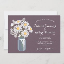 Elegant Blommigt White Daisys Mason Burk Bröllop Inbjudningar