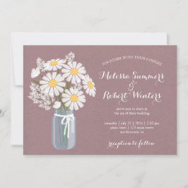 Elegant Blommigt White Daisys Mason Burk Bröllop Inbjudningar