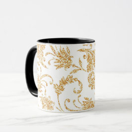 Elegant Blommigt White Guld Mugg