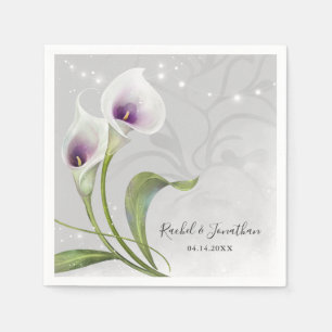 Elegant Blommigt White och Lila Calla Lily Bröllop Pappersservett