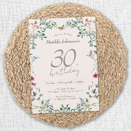 Elegant Blommigt Wildblommor 30års födelsedag Part Inbjudningar