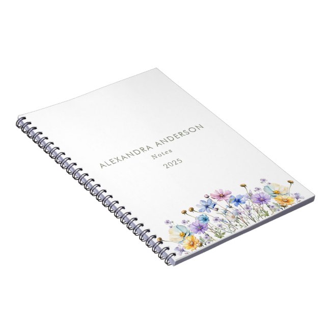 Elegant Blommigt Wildblommor Watercolor Anteckningsbok (Högra Sidan)
