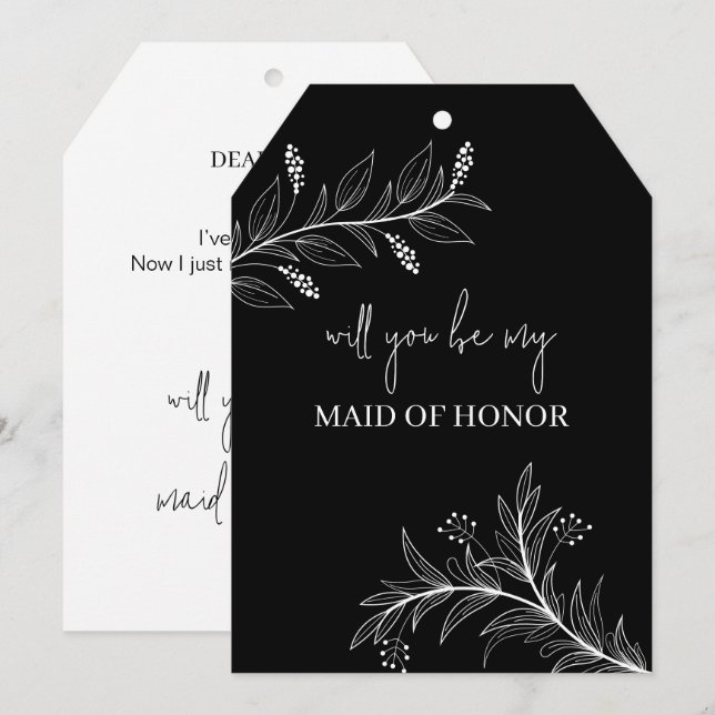 Elegant Blommigt "Will to be my Maid of honor"-kor (Fram/baksida)