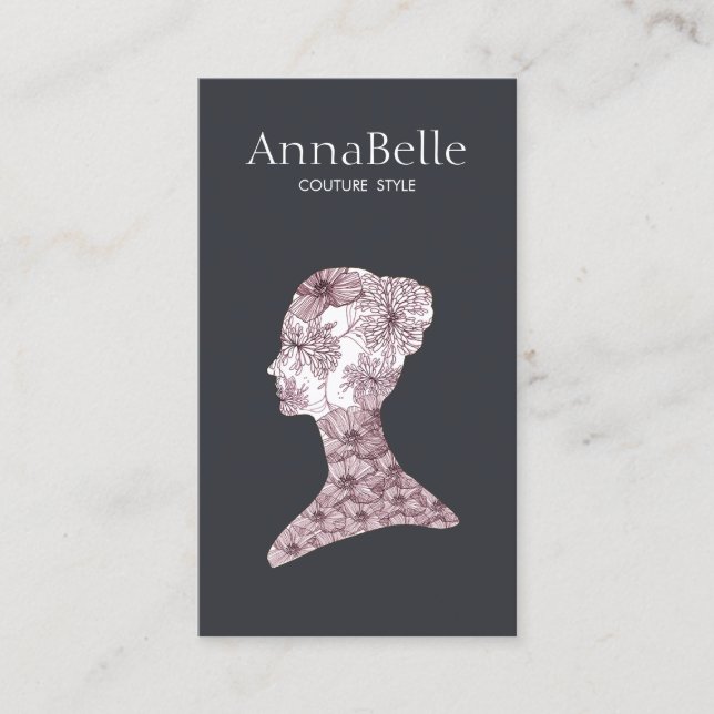 Elegant Blommigt Womans barlastsalon Ansikte Visitkort (Framsida)