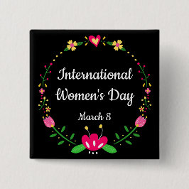 Elegant Blommigt Womens Day Pinback Knapp