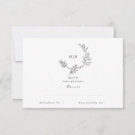 Elegant Blommigtar vid utandning | Dubbla Monogram OSA Kort