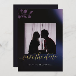 Elegant Blommigten för Moody Lila i Bröllop spara Inbjudningar