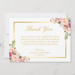 Elegant Blommigten för Rosa Guld Ram Tack Kort