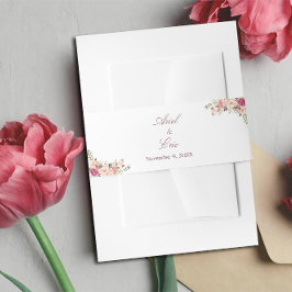 Elegant Blommigten för Rosa i Bröllop Band För Inbjudningskort