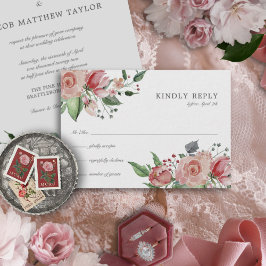 Elegant Blommigten för  Rosa i Bröllop OSA Kort