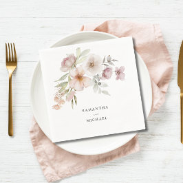 Elegant Blommigten för  Rosa i Bröllop Pappersservett