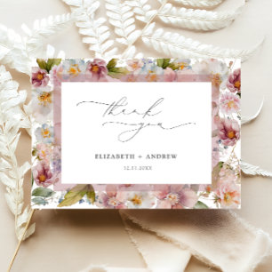 Elegant Blommigten för  Rosa i Bröllop Tack Kort