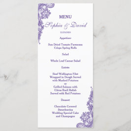 Elegant Blommigten Guld Ram Bröllop Menu Meny