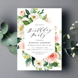 Elegant  Blommigten Ram Födelsedagsfest Inbjudningar