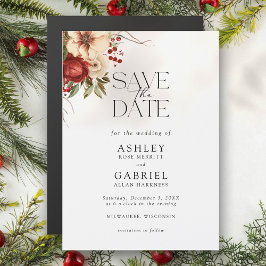 Elegant Blommigten Red Damask Spara datum Magnetisk Inbjudningskort