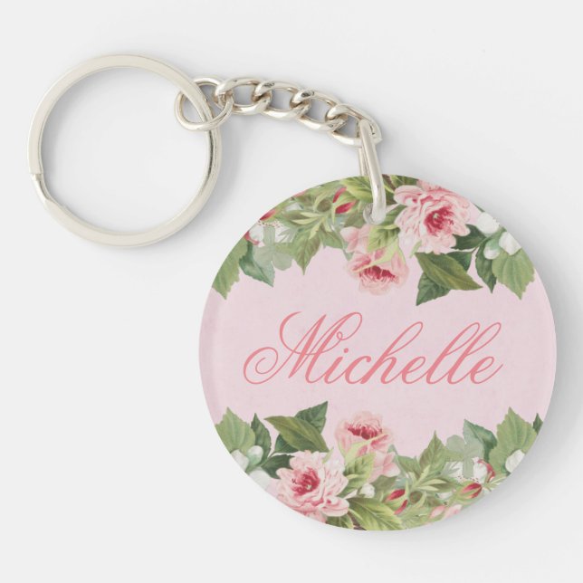 Elegant blommigtnamnkeychain/nyckelring med (Framsidan)