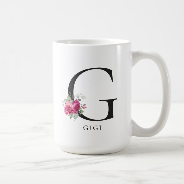Elegant Blommigts Gigi Modern 15oz Coffee Mugg (Höger)