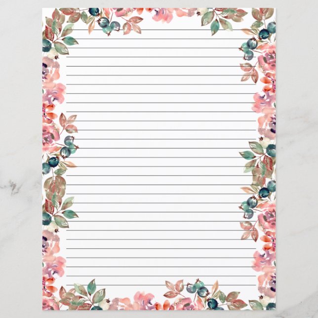 Elegant blommonogram brevpapper (Framsida)