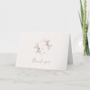 Elegant blommonogram bröllop tackkort