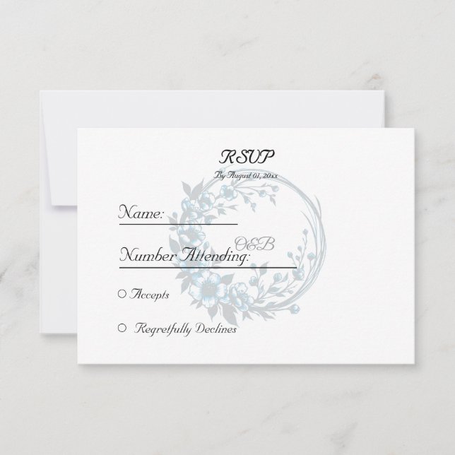 Elegant blommonogram bröllopsvarukort OSA kort (Framsida)