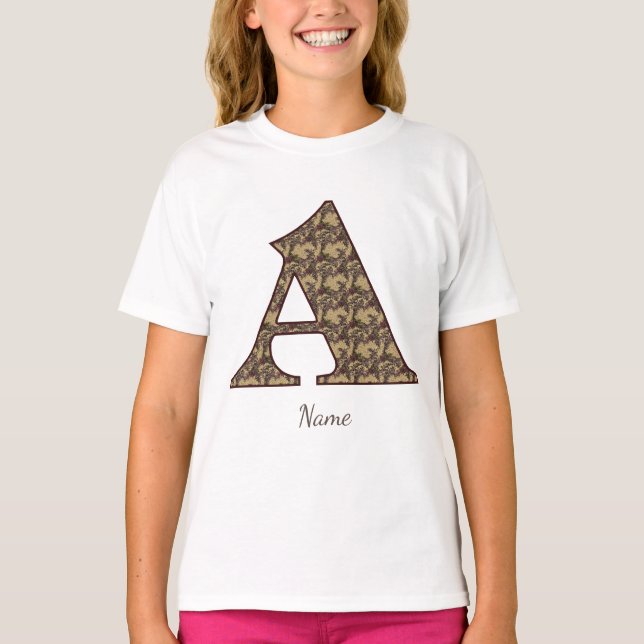 Elegant blommonogram initial A  T Shirt (Framsida)