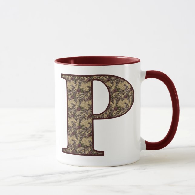 Elegant blommonogram initial P Mugg (Höger)